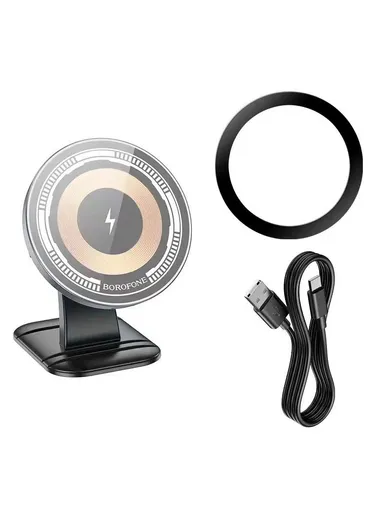 15W ABS &amp; Metal Wireless Car Charger Magnetic Auto Car Phone Holder Mount BH212 (L3.5 x W7 x H10)cm - Black