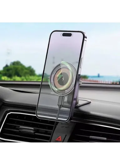 15W ABS &amp; Metal Wireless Car Charger Magnetic Auto Car Phone Holder Mount BH212 (L3.5 x W7 x H10)cm - Black
