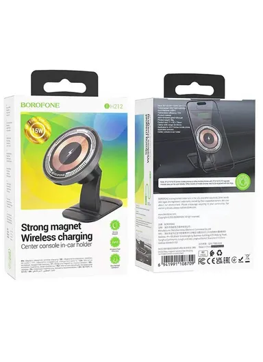 15W ABS &amp; Metal Wireless Car Charger Magnetic Auto Car Phone Holder Mount BH212 (L3.5 x W7 x H10)cm - Black
