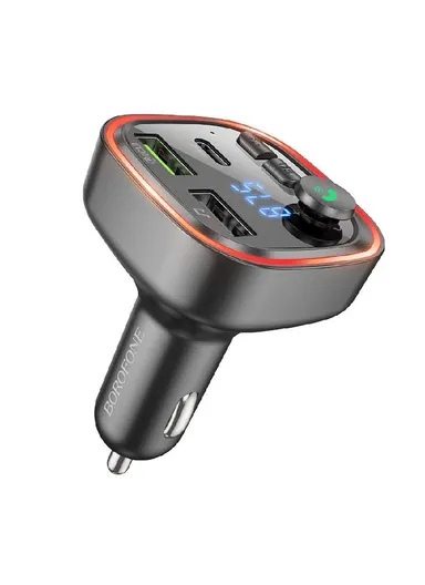 18W Transmitter FM Broad MP3, Bluetooth - 2XUSB + TYPE C - QC 3.0 BC48 (L4.7 x W5.8 x H8.2)cm - Black