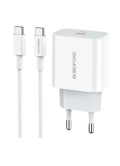PC Speedy PD20W Charger Support Type C To Type C PD3.0 QC3.0 (EU) BA38A Plus (L3.7 x W4.2 x H7.9)cm - White