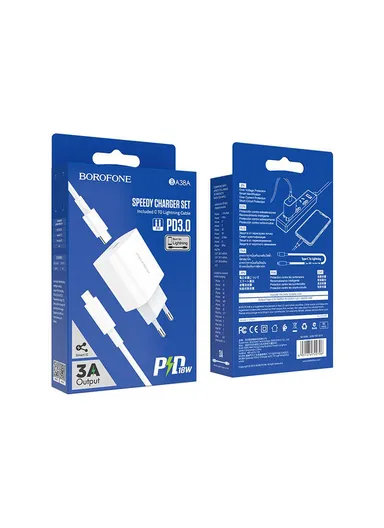 PC Speedy PD20W Charger Set (C TO iP) (EU) BA38A Plus (L3.7 x W4.2 x H7.9)cm - White