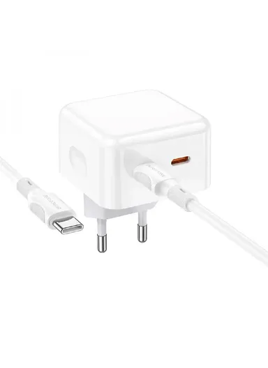 PC &amp; ABS 35W Quick Charge USB C Charger Dual Port (2C) Wall Charger Set Type-C /Lightning BA76A (L5 x W6.5 x H5)cm - White