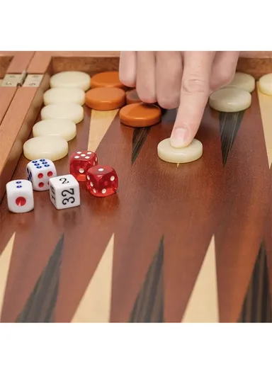 Inlaid Backgammon Chess Set With Acrylic Wooden Playing Pieces Dice Cups (L38 x W23.5x H4.5)cm