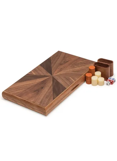 Inlaid Backgammon Chess Set With Acrylic Wooden Playing Pieces Dice Cups (L43.5 x W25.5 x H5.1)cm