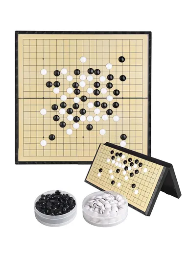 Portable Magnetic Foldable Chess Board Kids Gomoku Go Game Set (L35.8 x W35.8)cm