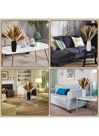 120Pcs Natural Dried Flower Pampas Grass White, Pampas Grass Brown, Reed Pampas, Little yellow Grass &amp; Bunny Tail for Home Decor Wedding Boho Decor 38-43cm
