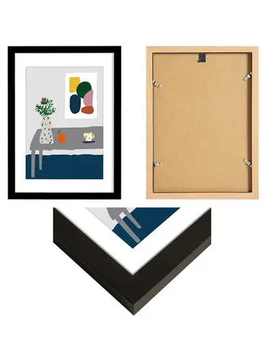 Wall Hanging Photo Frame Wooden Picture Frame Desktop Decoration (L17.7 x W12.7)cm - Black