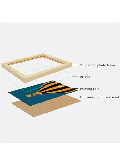 Wooden Picture Frame Wall Hanging Photo Frame Home Decoration (L35.5 x W25.4)cm - White