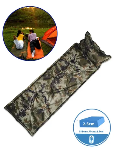 Camouflage Pattern Automatic Inflation Mattress With Carry Bag G05-1C (L183 x W57 x H2.5)cm