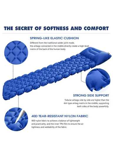 TVU Diamond Shaped Inflatable Air Mattress G05-2 (L195 x W60 x H5)cm - Blue