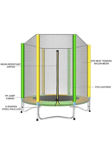 140cm Garden Trampoline with Safety Net-Mesh For Kids 160cm Height 30cm Bed Height LBG55 - Green