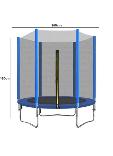 140cm Garden Trampoline with Safety Net-Mesh For Kids 160cm Height 30cm Bed Height LBG55 - Blue