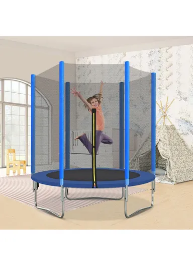 140cm Garden Trampoline with Safety Net-Mesh For Kids 160cm Height 30cm Bed Height LBG55 - Blue