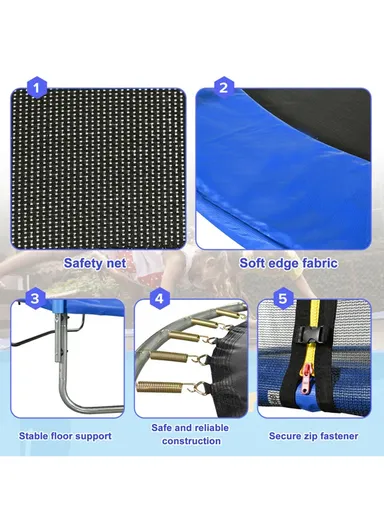 140cm Garden Trampoline with Safety Net-Mesh For Kids 160cm Height 30cm Bed Height LBG55 - Blue