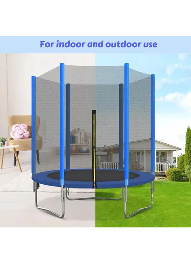 140cm Garden Trampoline with Safety Net-Mesh For Kids 160cm Height 30cm Bed Height LBG55 - Blue