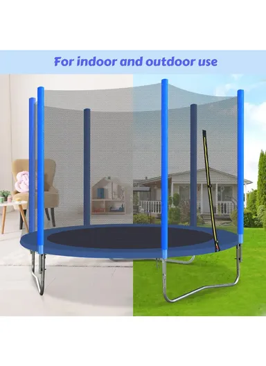 140cm Garden Trampoline with Safety Net-Mesh For Kids 160cm Height 30cm Bed Height LBG55 - Blue