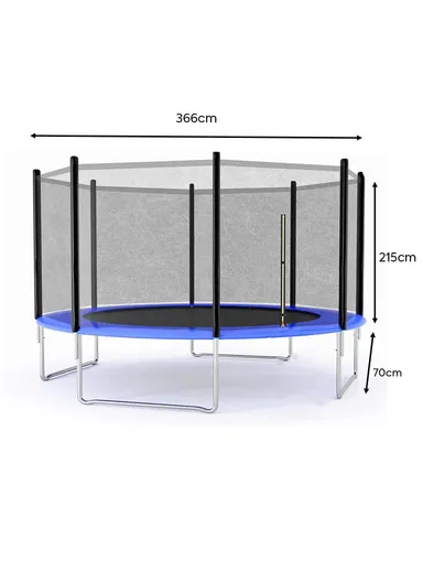 366cm Outdoor Garden Trampoline, 150kg Maximum Load Capacity Trampoline, 215cm Total Height Trampoline with Safety Net-Mesh LB12FT 