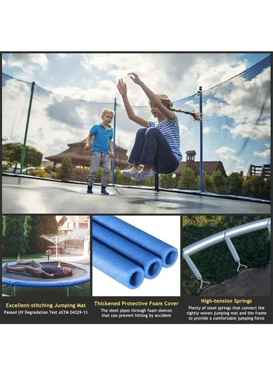 366cm Outdoor Garden Trampoline, 150kg Maximum Load Capacity Trampoline, 215cm Total Height Trampoline with Safety Net-Mesh LB12FT 