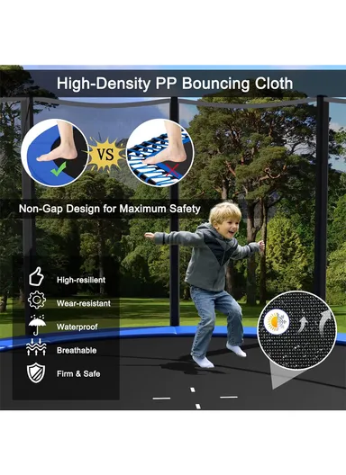 366cm Outdoor Garden Trampoline, 150kg Maximum Load Capacity Trampoline, 215cm Total Height Trampoline with Safety Net-Mesh LB12FT 