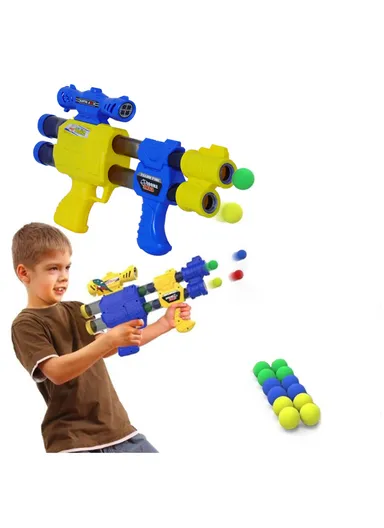 Soft Ball Bullet Gun Toy With 12 Foam Balls for Kids 6090 - Yellow
