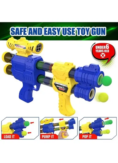 Soft Ball Bullet Gun Toy With 12 Foam Balls for Kids 6090 - Yellow