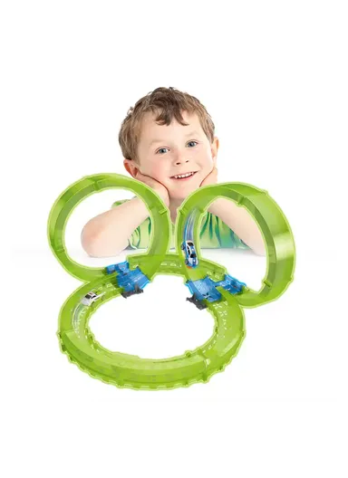 Flexible Rolling Race Rail Car Track Toy Glowing In Dark for Kids 6688-608 - Green