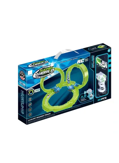 Flexible Rolling Race Rail Car Track Toy Glowing In Dark for Kids 6688-608 - Green