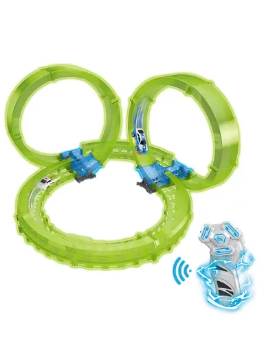 Flexible Rolling Race Rail Car Track Toy Glowing In Dark for Kids 6688-608 - Blue