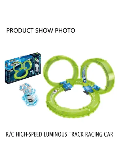 Flexible Rolling Race Rail Car Track Toy Glowing In Dark for Kids 6688-608 - Blue