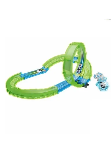 Flexible Rolling Race Rail Car Track Toy Glowing In Dark for Kids 6688-602 - Blue