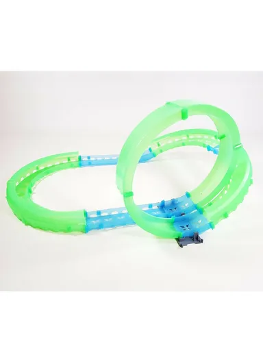 Flexible Rolling Race Rail Car Track Toy Glowing In Dark for Kids 6688-602 - Blue