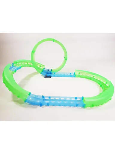 Flexible Rolling Race Rail Car Track Toy Glowing In Dark for Kids 6688-602 - Blue