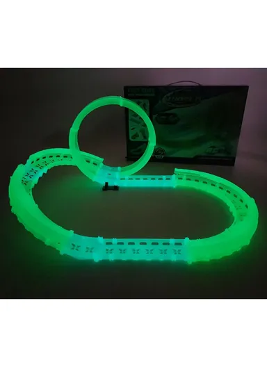 Flexible Rolling Race Rail Car Track Toy Glowing In Dark for Kids 6688-602 - Blue