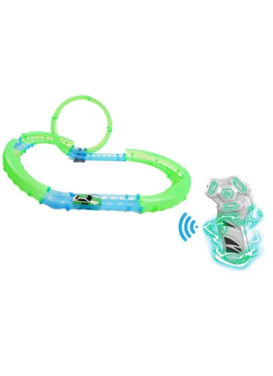 Flexible Rolling Race Rail Car Track Toy Glowing In Dark for Kids 6688-602 - Green