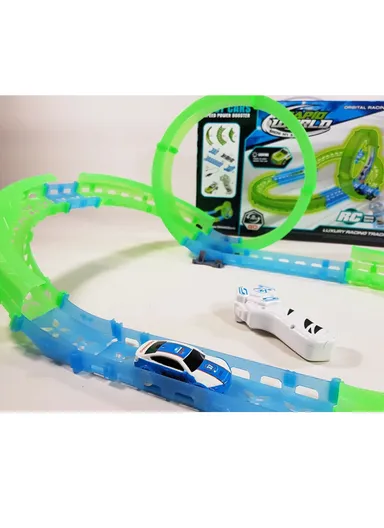 Flexible Rolling Race Rail Car Track Toy Glowing In Dark for Kids 6688-602 - Green