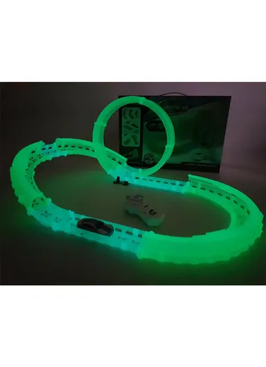 Flexible Rolling Race Rail Car Track Toy Glowing In Dark for Kids 6688-602 - Green