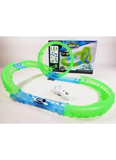 Flexible Rolling Race Rail Car Track Toy Glowing In Dark for Kids 6688-602 - Green
