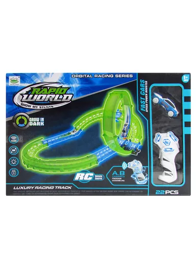Flexible Rolling Race Rail Car Track Toy Glowing In Dark for Kids 6688-602 - Green