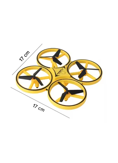 360º Fluctuation Mini Drone With LED Light &amp; Rechargeable Battery For Kids D14 (L17 x W17 x H3.8)cm - Yellow  
