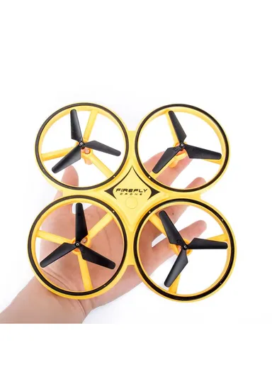 360º Fluctuation Mini Drone With LED Light &amp; Rechargeable Battery For Kids D14 (L17 x W17 x H3.8)cm - Yellow  