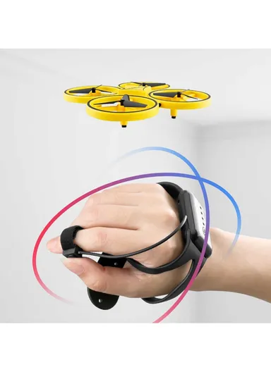 360º Fluctuation Mini Drone With LED Light &amp; Rechargeable Battery For Kids D14 (L17 x W17 x H3.8)cm - Yellow  