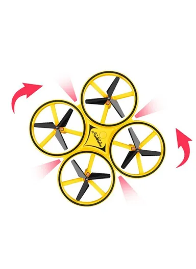 360º Fluctuation Mini Drone With LED Light &amp; Rechargeable Battery For Kids D14 (L17 x W17 x H3.8)cm - Yellow  