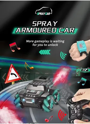  2.4 GHz Remote Control Car Toy Off-Road With Bubbles Spray, Music &amp; Lights For Kids 7710A-1 (L20 x W16 x H11)cm - Green