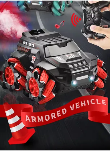  2.4 GHz Remote Control Car Toy Off-Road With Bubbles Spray, Music &amp; Lights For Kids 7710A-1 (L20 x W16 x H11)cm - Red