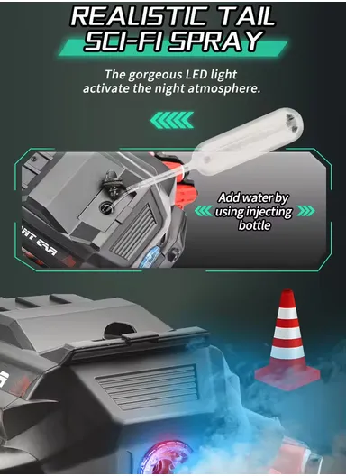  2.4 GHz Remote Control Car Toy Off-Road With Bubbles Spray, Music &amp; Lights For Kids 7710A-1 (L20 x W16 x H11)cm - Red