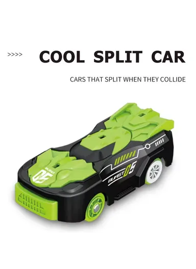 Flexible Rolling Race Rail Car Track Toy With 2 Hoops &amp; A Battery-Powered Car 6688-506 (L63 x W45 x H26)cm - Green