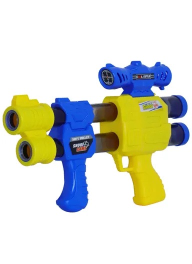 Toy Gun Shooting With Double Shooting Board &amp; 16 Soft Foam Bullets for kids 6102 (L37 x W5 x H26)cm - Yellow