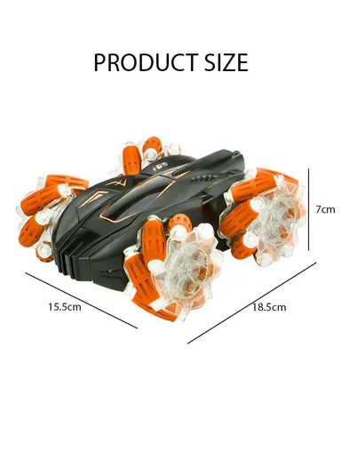 2.4GHz Radio Control Rechargeable RC Drift Car With Music, Lights &amp; Manual Control 7716A-1 (L18.5 x W15.5 x H7)cm - Orange