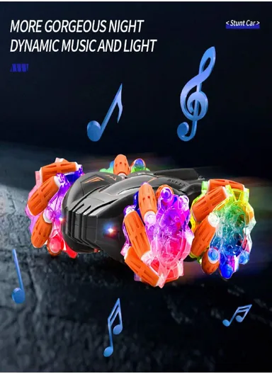 2.4GHz Radio Control Rechargeable RC Drift Car With Music, Lights &amp; Manual Control 7716A-1 (L18.5 x W15.5 x H7)cm - Orange